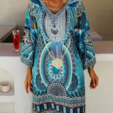 Liliana | Kolorowa sukienka boho do kolan