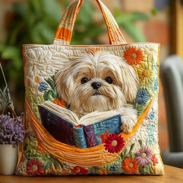 Torba z psem shih tzu i książkami