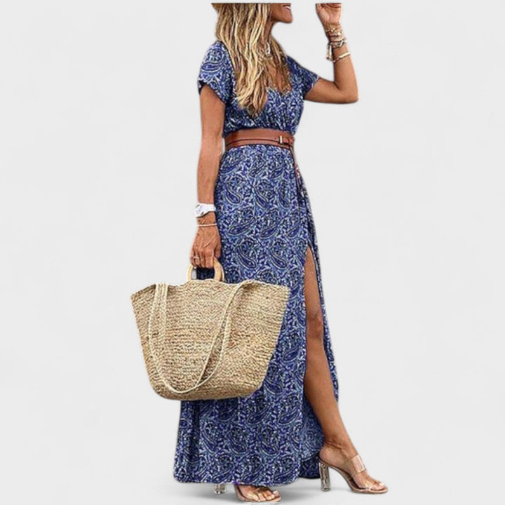 Klara | Sukienka maxi boho z paskiem