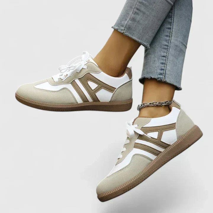 Agata | Ortopedyczne sneakersy w kolorze khaki z bielą