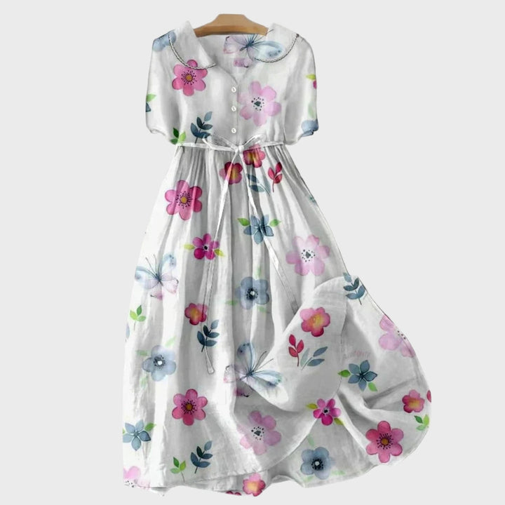 Aneta | Wiosenna sukienka maxi w kwiaty i motyle