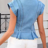 Apolonia | Jeansowy top z dekoltem w serek