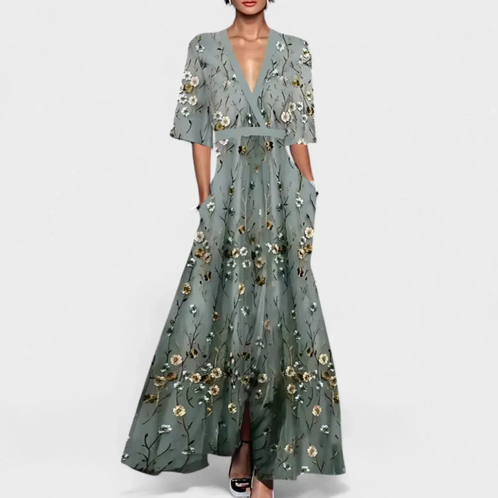Rozamunda | Elegancka sukienka maxi w kwiaty