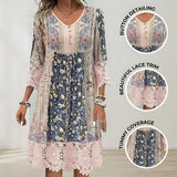 Stella | Sukienka midi boho z kwiatowym patchworkiem