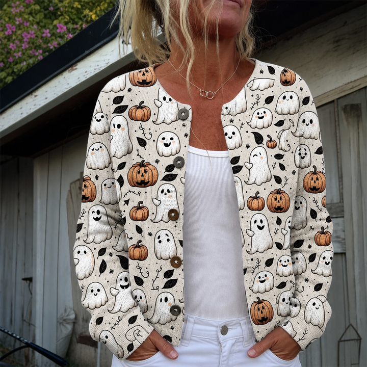 Sandra | Halloweenowy kardigan z duszkami