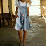Ariana | Jeansowy kombinezon w kwiaty