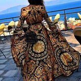 Dominika | Długa sukienka boho z nadrukiem vintage