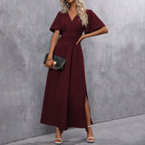 Marcelina | Elegancka sukienka maxi z rozszerzanymi rękawami