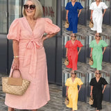 Anita | Sukienka midi z bufiastym rękawem