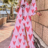 Łucja | Sukienka kaftan w kolorowy wzór