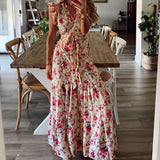 Antonina | Sukienka maxi w kwiaty z paskiem