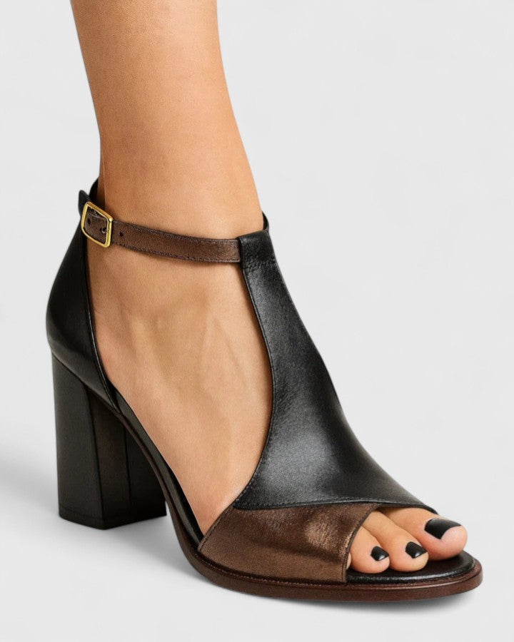 Paula | Nowoczesne czarne buty na obcasie
