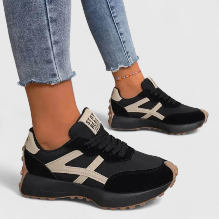 Hilaria | Ortopedyczne sneakersy w beżu i zieleni