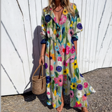 Ludwika | Sukienka maxi w pastelowe wzory