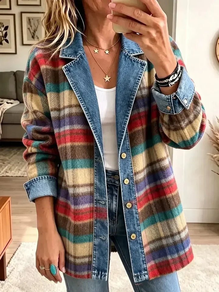 Iwona | Patchworkowa kurtka jeansowa vintage