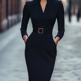 Aleksandra | Dopasowana sukienka z paskiem
