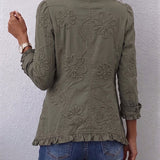 Amelia | Zielona kurtka z kwiatowym haftem